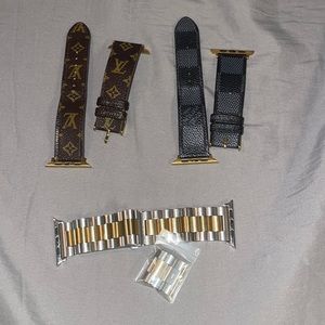 Louis Vuitton and stainless steel two tone apple watch bands 42/44mm